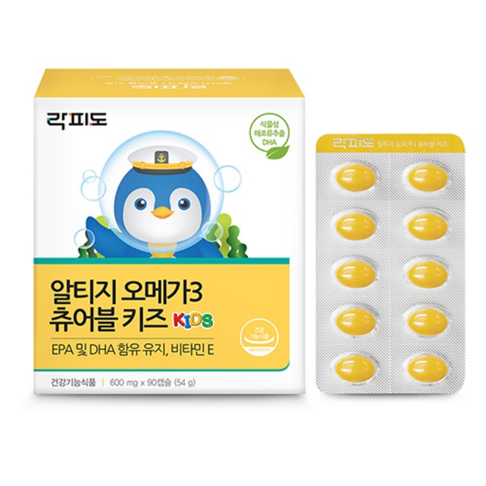 락피도 알티지 오메가3 츄어블 키즈, 90정, 1개 락피도 알티지 오메가3 츄어블 키즈, 90정, 1개