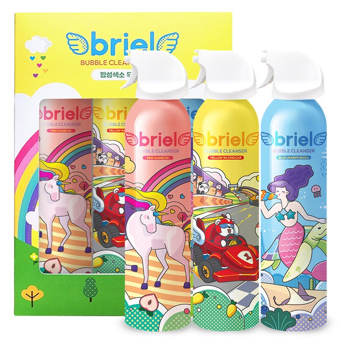 디보트브리엘 버블클렌저 핑크블루옐로우 200ml 3종 세트, 1개
