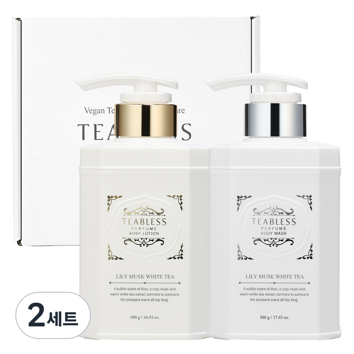 티블레스 릴리 머스크 화이트티 퍼퓸 바디로션 앤 바디워시 기프트 세트, 2세트