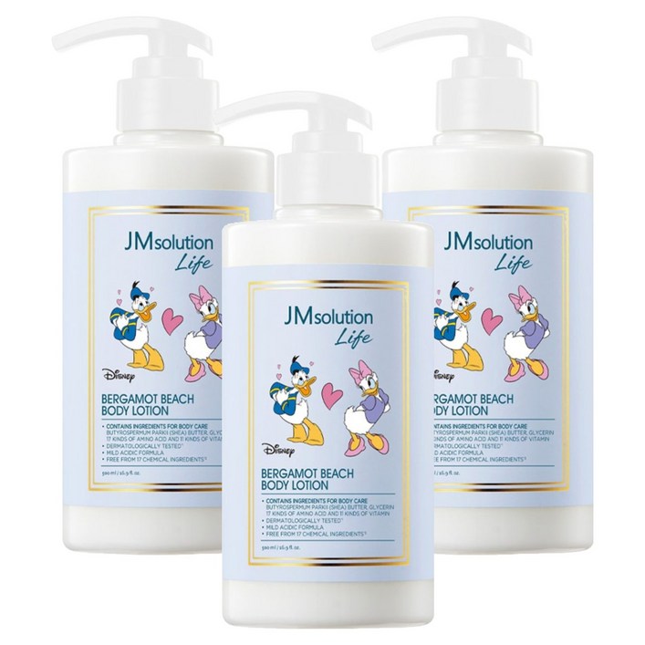 제이엠솔루션 라이프 디즈니 베르가모트 비치 바디 로션 시트러스 프레시향, 3개, 500ml