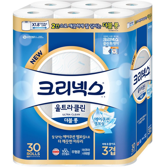 크리넥스 3겹 울트라클린 더블롱 화장지 27m 크리넥스 3겹 울트라클린 더블롱 화장지 27m
