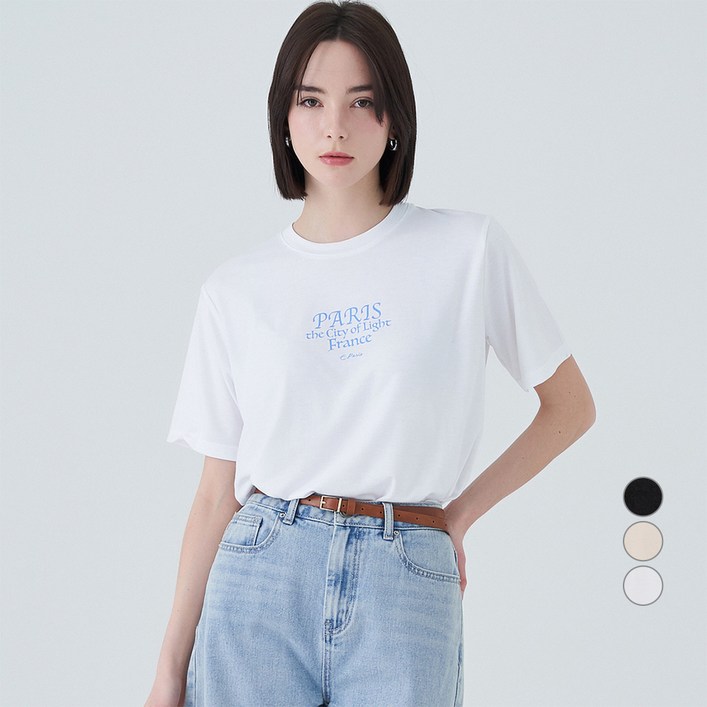 ELLE PARIS 여성용 찰랑 레이온 City 반팔 티셔츠 ELLE PARIS 여성용 찰랑 레이온 City 반팔 티셔츠