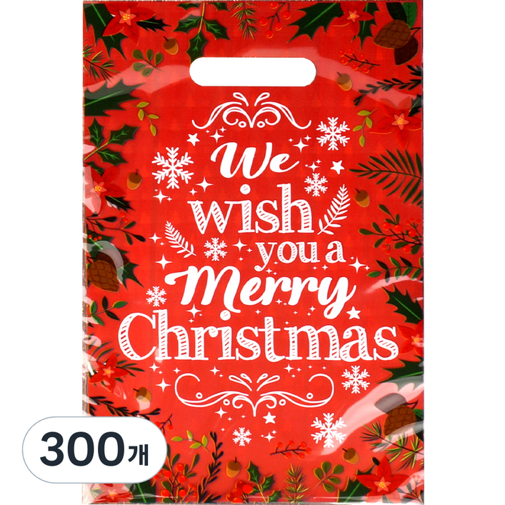 크리스마스 비닐백, 300개, 레드