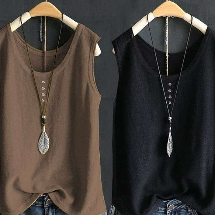 엘쏘 여성용 여름 U넥 나시 2종 세트