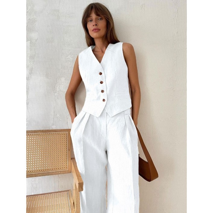 수사니 세미여름정장 여름정장 여름슬랙스 화이트 여름정장세트 캐주얼정장 와이드팬츠 린넨여름정장 린넨