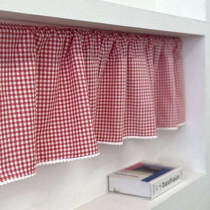 방울체크 바란스커튼 2color 주방커튼 미니가리개