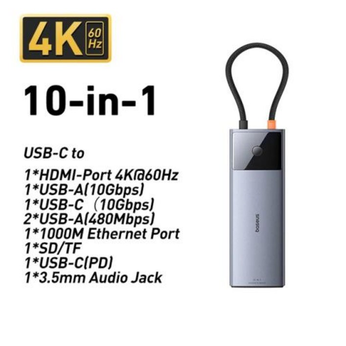 썬더볼트독 Baseus 노트북용 메탈 글렘 USB 허브 어댑터, 기가비트 이더넷 포트,, 2 10in1 썬더볼트독 Baseus 노트북용 메탈 글렘 USB 허브 어댑터, 기가비트 이더넷 포트,, 2 10in1
