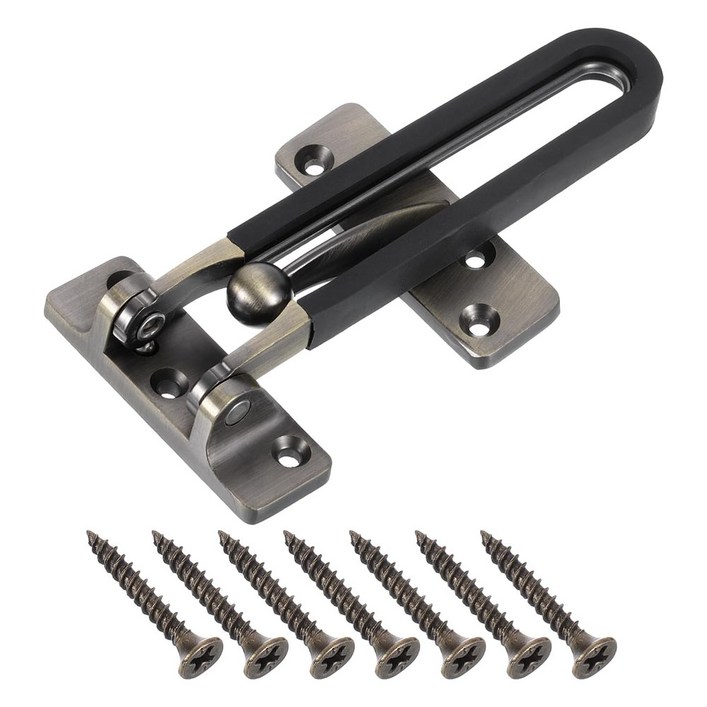 지키미 현관문 안전고리 이중잠금 빗장쇠 걸쇠 블랙, 1개