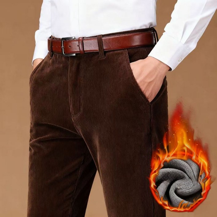 중년 남성 겨울 골덴 바지 캐주얼 도톰 일자 팬츠 루즈핏 데일리 추동 남자 스판 기모 코듀로이 바지 CY