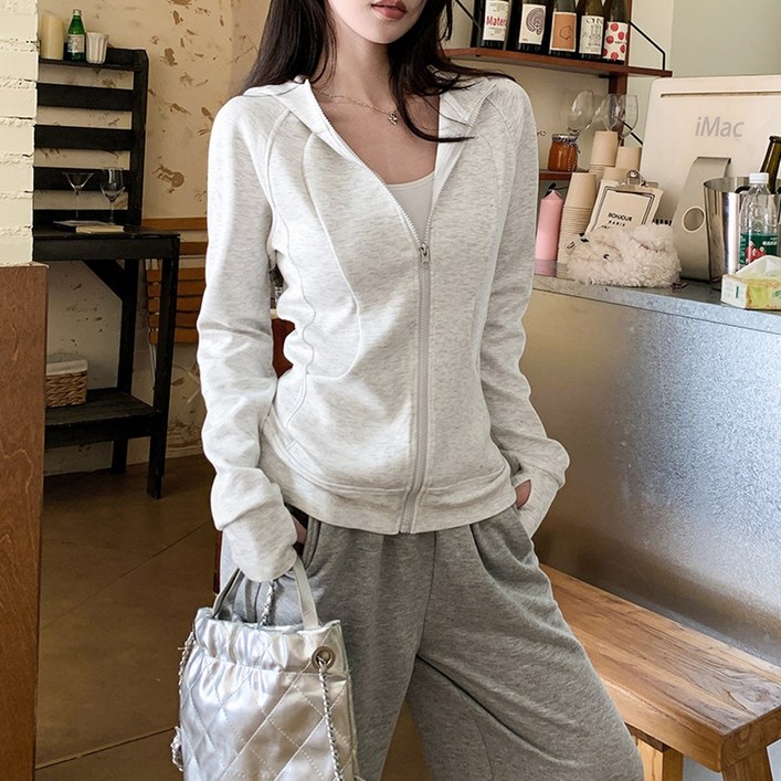 yuviny유비니 여성 봄 가을 슬림핏 후드집업 맨투맨WY0001