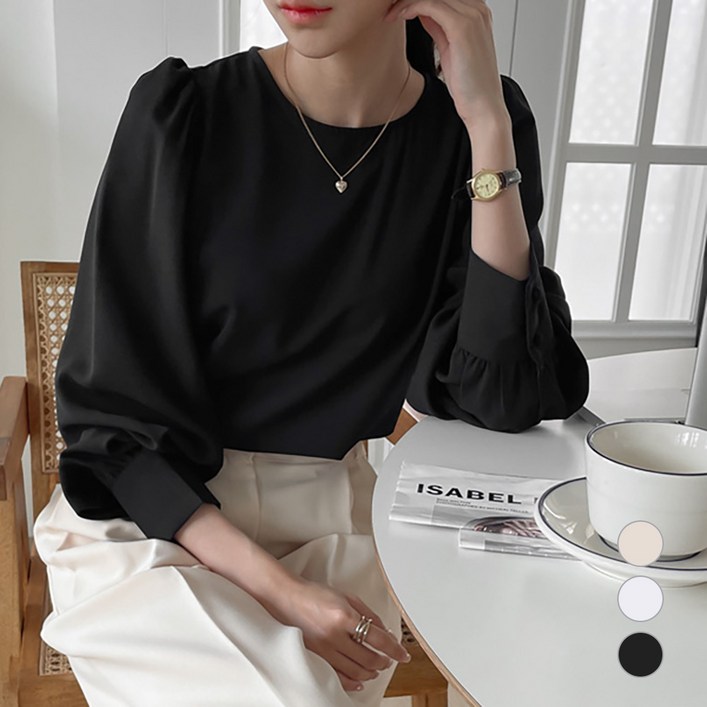 오버나인 여자 여성 링클프리 셔링 블라우스 셔츠