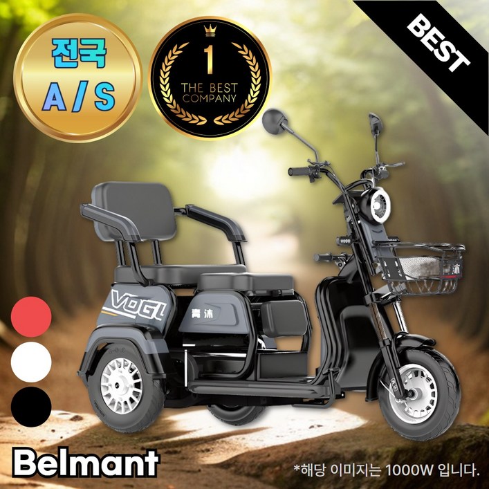벨만트 삼륜오토바이 3륜 스쿠터 세발전기자전거 3발 삼발이 부모님선물 어르신 농촌, 11그레이1000W72V23A블랙골드배터리클라이밍기어