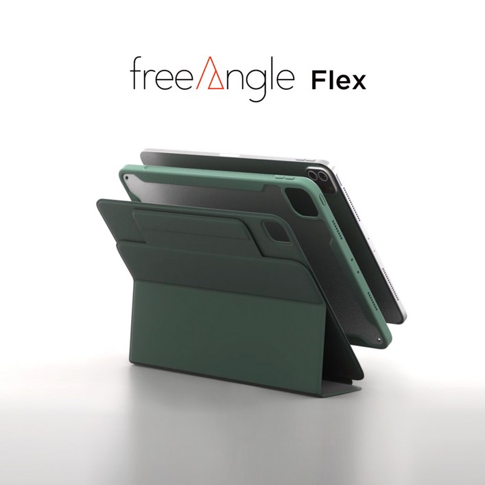 모키보 프리앵글 FLEX 스탠드 커버 펜슬수납 케이스, 아이패드를 더욱 튼튼하고 자유롭게, 그레이 그린, 1개