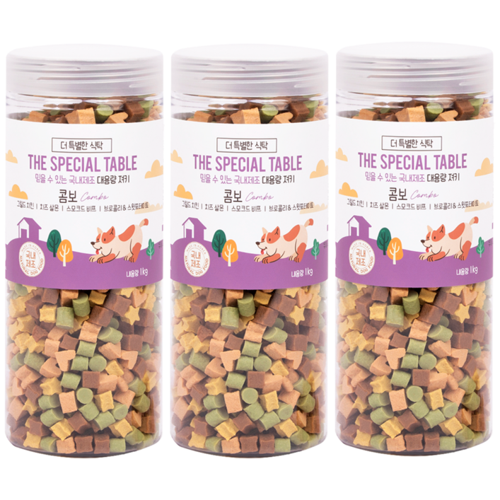 푸디 더특별한식탁 강아지 간식 프리미엄 져키, 1kg, 3개, 알록달록 맛조합 콤보 푸디 더특별한식탁 강아지 간식 프리미엄 져키, 1kg, 3개, 알록달록 맛조합 콤보