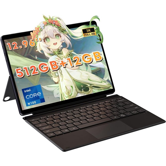 CHUWI Hi10 Max Windows Tablet 12.96인치 Intel N100 512GB SSD Windows 11 터치스크린 태블릿 도킹 키보드 포함, 단일상품, 검회색, 512GB, WiFi