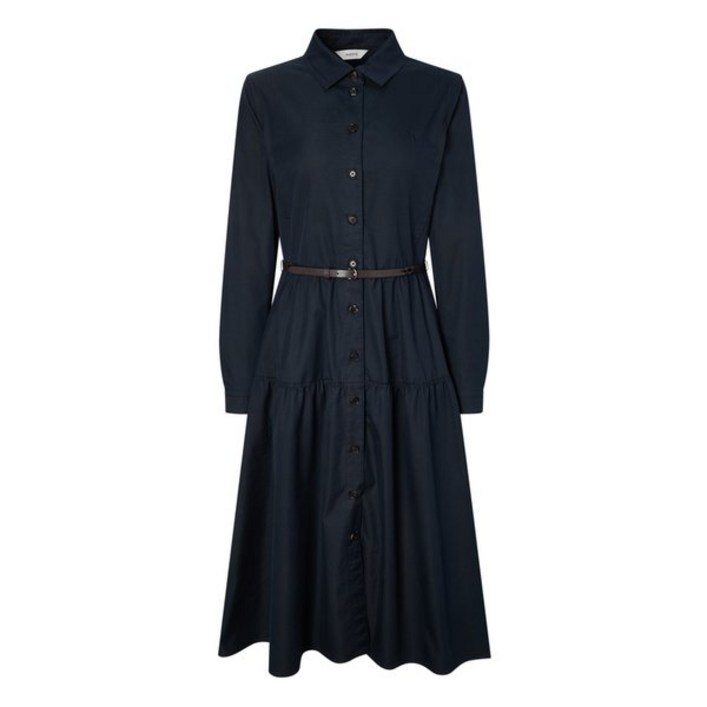 [매장정품] 헤지스레이디스 [HSDR-5D803] 셔츠카라 긴팔 원피스 네이비