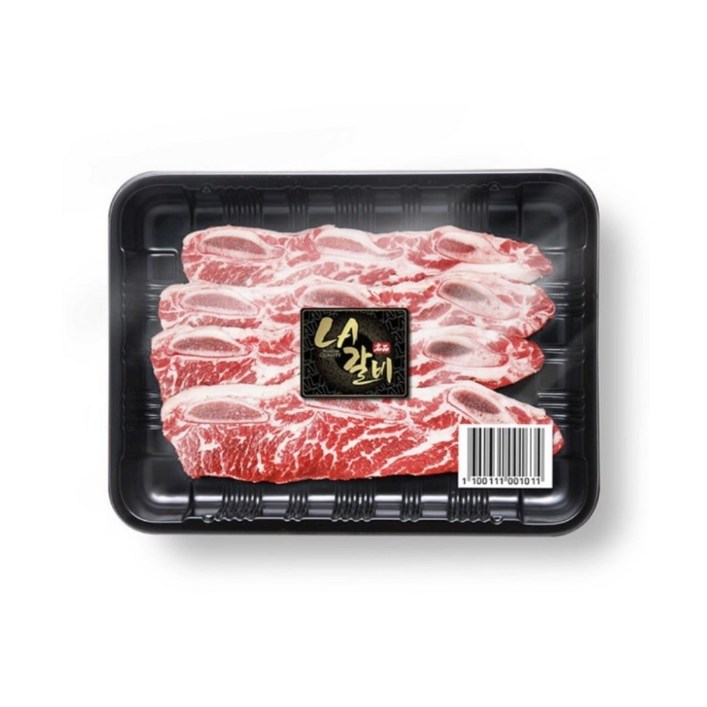 정육 스티커 LA갈비 직사각형 금박 스티커B09 1묶음100장