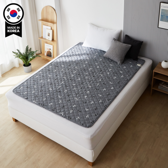 <26년형 최신형> 한일의료기 프리미엄 국내생산 탄소열선 워셔블 가정용,캠핑용 전기요 그레이곰돌이, 라지 (135x180cm)