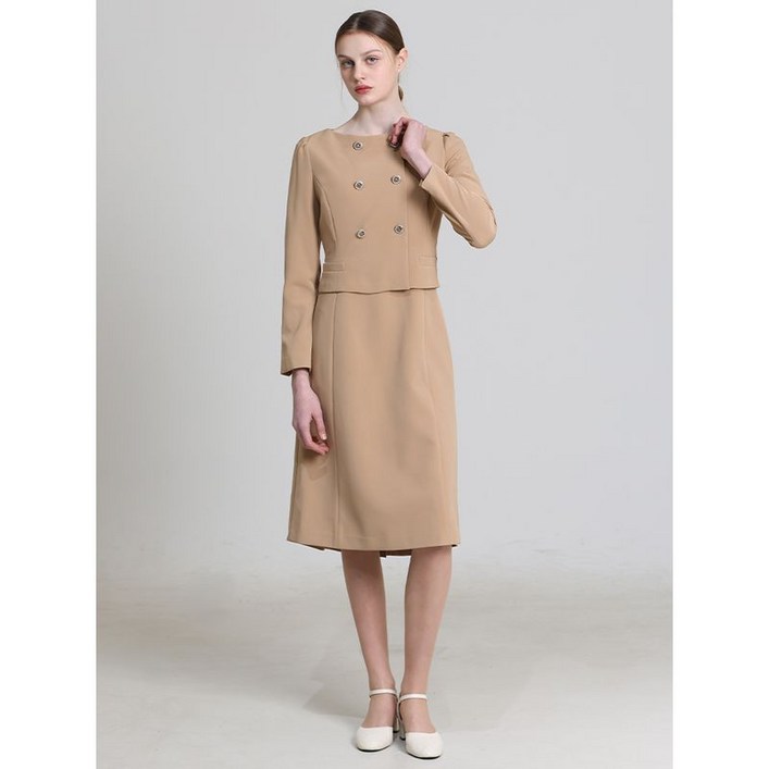 르샵 금장단추 라운드넥 원피스 택가격 199000원