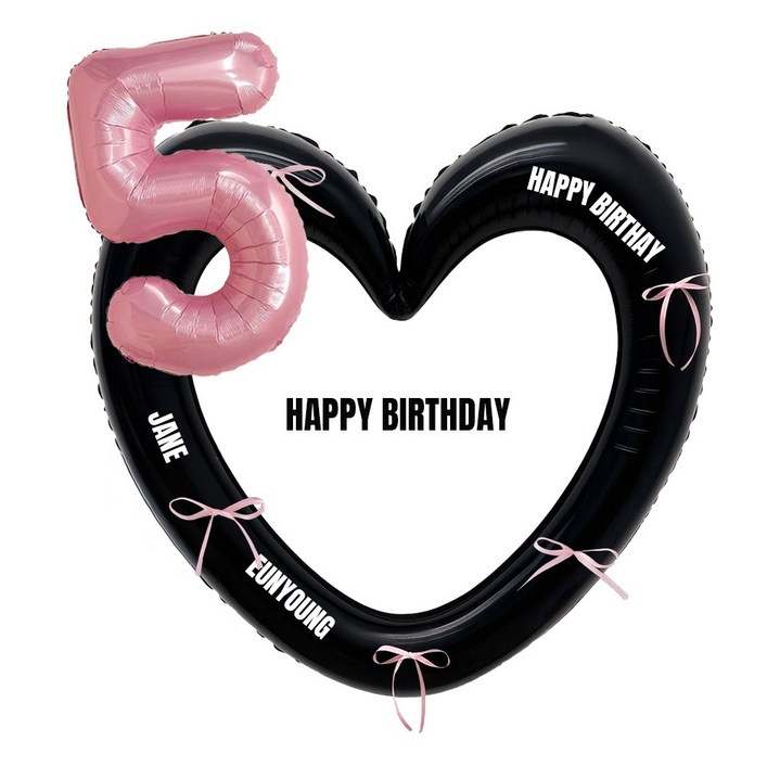 해피제이니 핑크 숫자 대형 하트풍선 생일파티용품세트(프리레터링 시트지 포함)