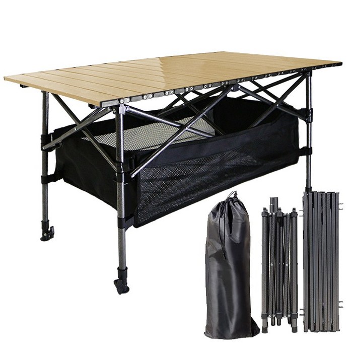 Frokom 접이식 캠핑 테이블 높이조절 롤 경량 휴대용 그물망포함