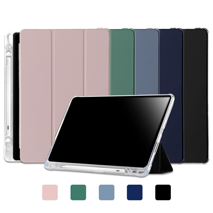 헤이맨 레노버 탭 P12 10.6인치 TPU 펜 수납 북커버 플립 케이스, 블랙
