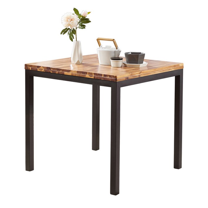 아카시아 철재 2인 원목 식탁 테이블 신혼식탁 업소용식탁 철재식탁 가정용 인테리어, 2인용, 아카시아 원목