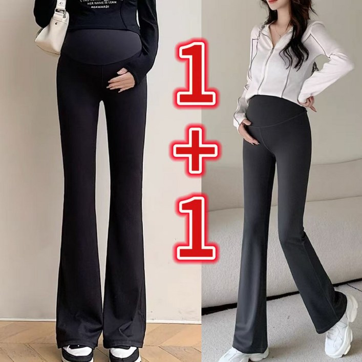 1+1 임부복 임산부바지 날씬해 보이는 플레어 상어 레깅스 조절 가능