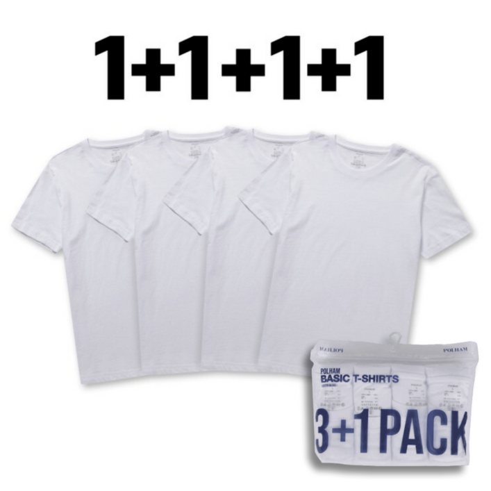 백화점 매장판  판매자 슈렉shoerek  판매자 주의해서 주문 폴햄 기본 티셔츠 세트 31 남자 여자 남여공용 무지 이너 라운드 반소매 반팔 티셔츠 4PCS 1세트