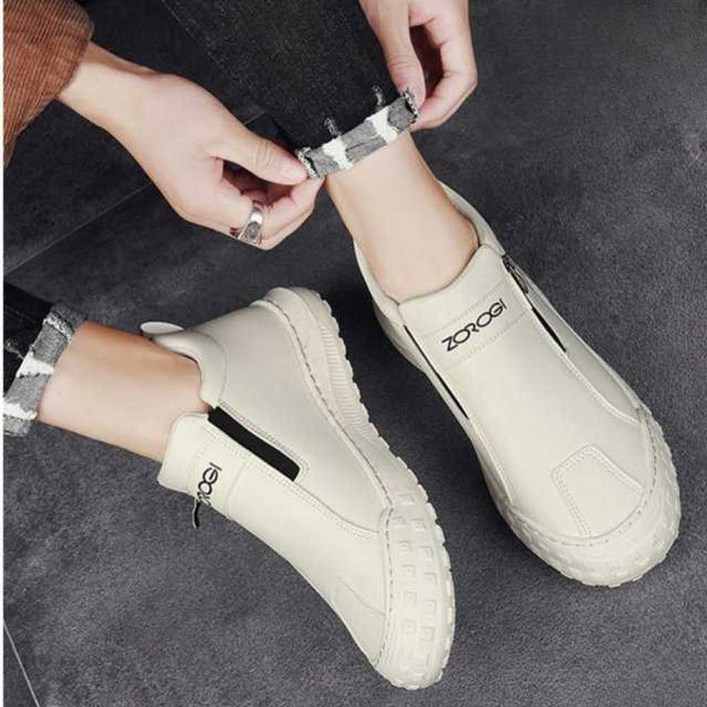 남자 레인부츠 독일군 가죽 스니커즈 장마철 지퍼 방수 운동화