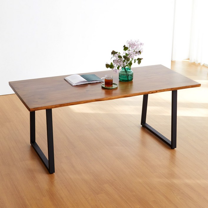 템포 우드슬랩 6인 원목 식탁 테이블 1800 2000, 6인용, 월넛