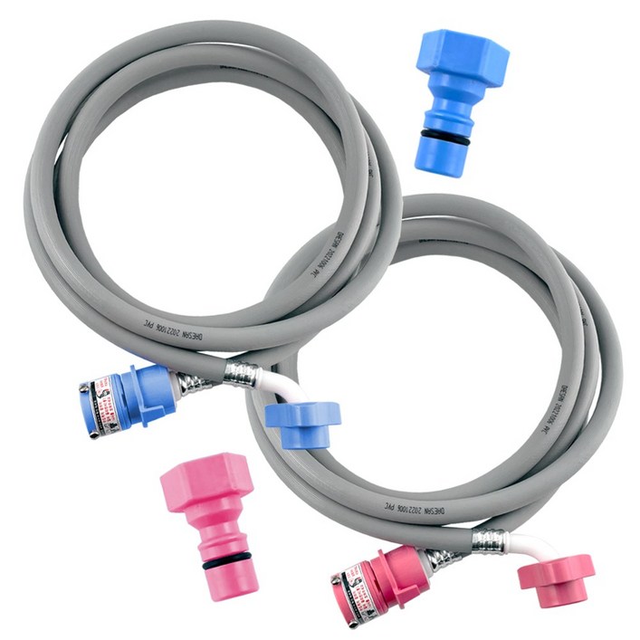 철물마켓 국산 세탁기호스 1.3M 냉수+1.3M 온수 원터치 급수호스