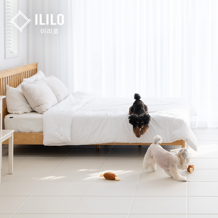 이리로 강아지 슬개골탈구예방 미끄럼방지 방수 애견 접이식 타일 매트, 앞면 리얼러그 / 뒷면 그레이, 1개