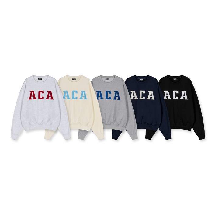 ACA 국산 빅 로고 맨투맨 자수 쭈리 봄 가을 면100 ACA 국산 빅 로고 맨투맨 자수 쭈리 봄 가을 면100