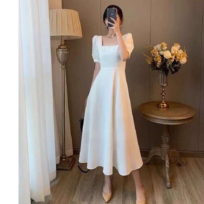 couchsurfing 여성 스퀘어넥 롱원피스