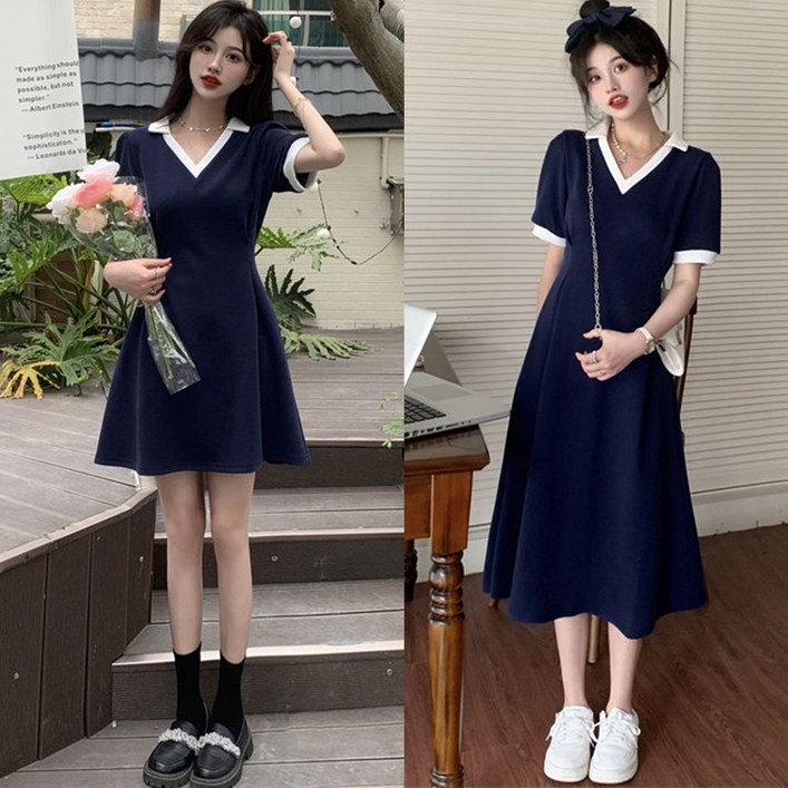 러우 2타입 여름 롱 숏  반팔원피스 카라원피스 PK원피스 빅사이즈원피스