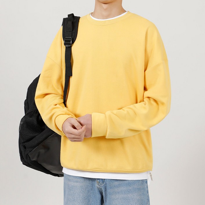 JJ패션라운지 남녀공용 편안한 남성 여성 라운드넥 오버핏 무지 심플 맨투맨