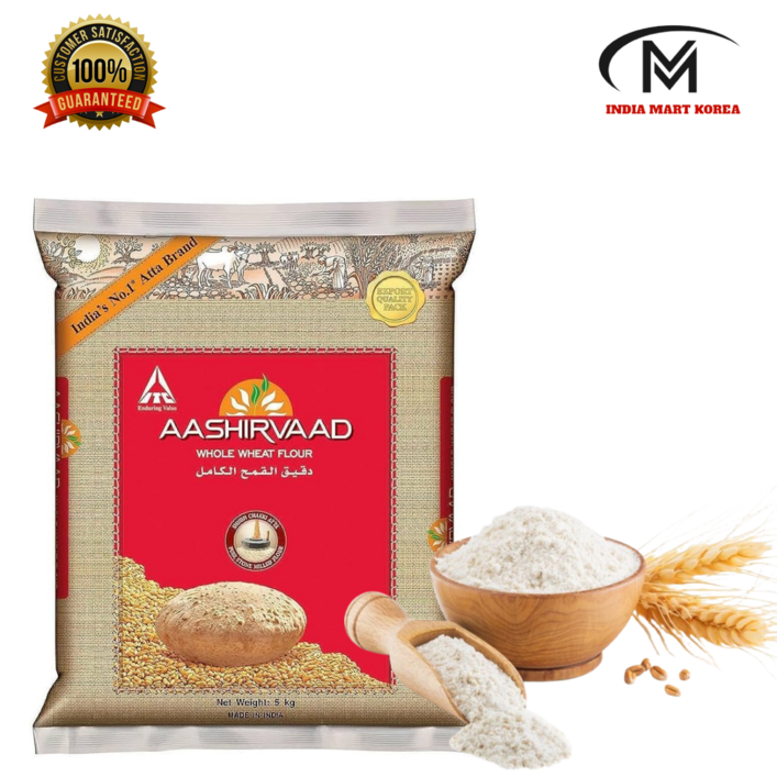 AASHIRWAD WHOLE WHEAT FLOUR 통 밀가루,5KG,1개
