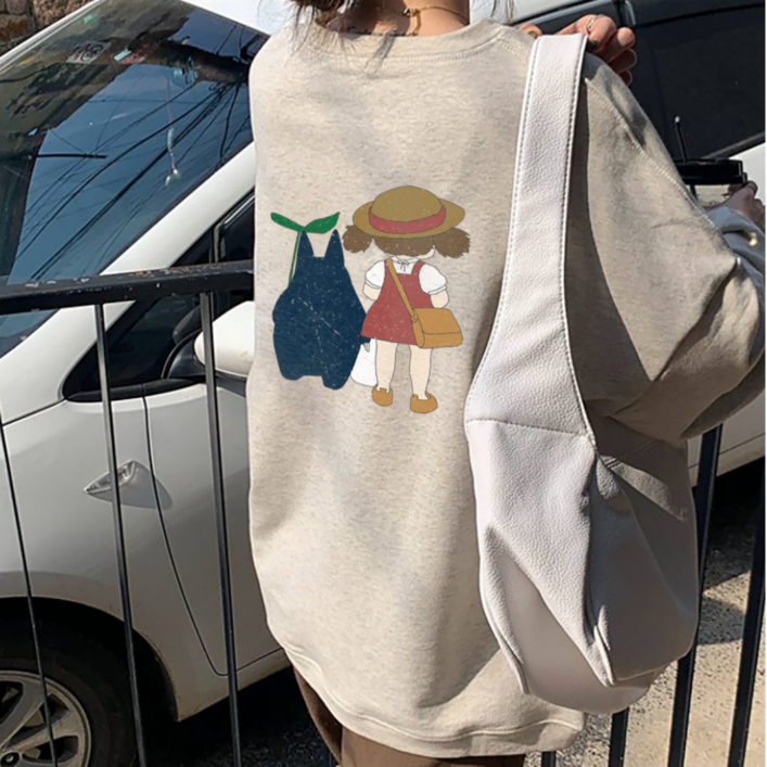 여성 오버핏 캐주얼 캐릭터 긴팔 티셔츠 루즈핏 봄 가성비 맨투맨 여성 오버핏 캐주얼 캐릭터 긴팔 티셔츠 루즈핏 봄 가성비 맨투맨