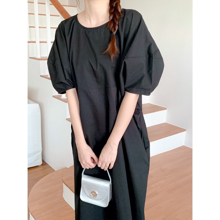 자체제작 벌룬소매 루즈핏 롱 원피스 우아글로벌