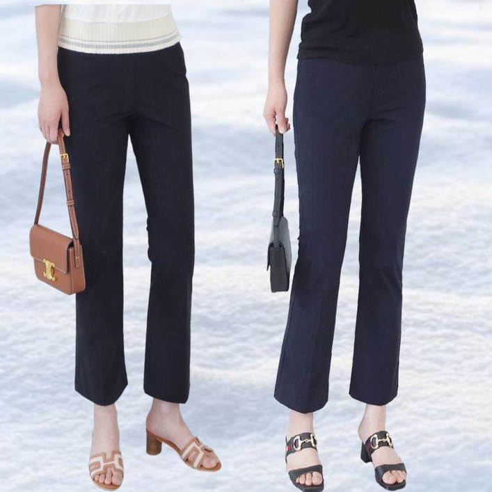 마콜11 2장묶음 여성용 여름 밴딩 찰랑 부츠컷 냉장고 냉감 바지 슬랙스 빅사이즈 팬츠