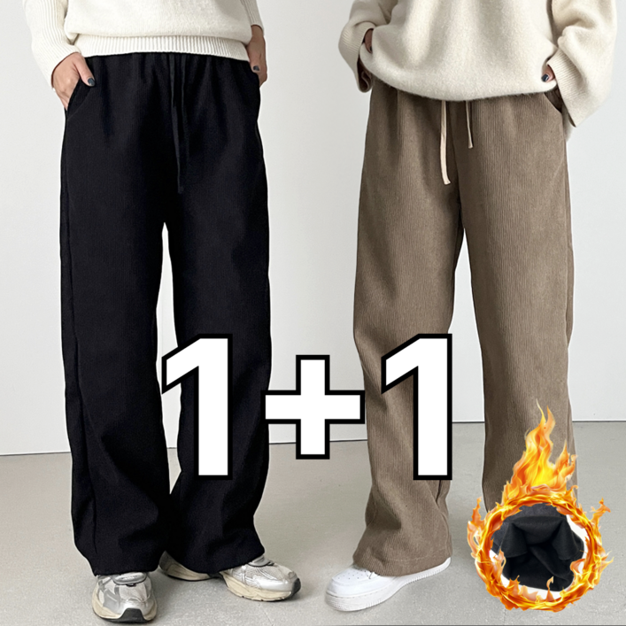 11 핏노블 여성 기모 코듀로이팬츠 세미와이드 골덴바지