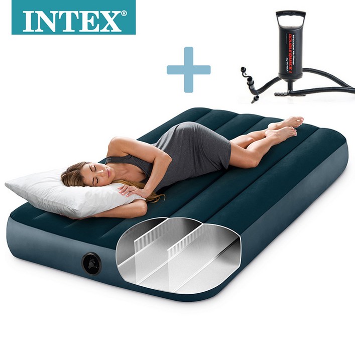 INTEX 인텍스 에어매트 듀라빔 싱글   자동펌프