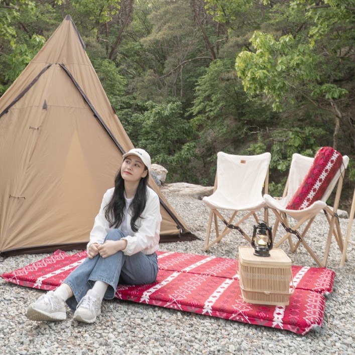 하베누 5cm 자충매트 차박 캠핑 에어 자동 충전 매트, 와인