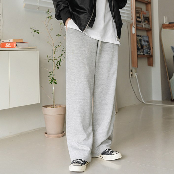 제타22 남녀공용 기본 무지 와이드 일자 스웨트 밴딩 트레이닝 바지 팬츠 1700