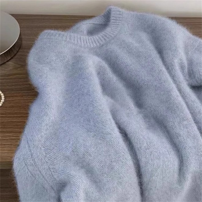 Vezri 여성용 간절기 울 혼방 니트 스웨터 긴팔 울 니트