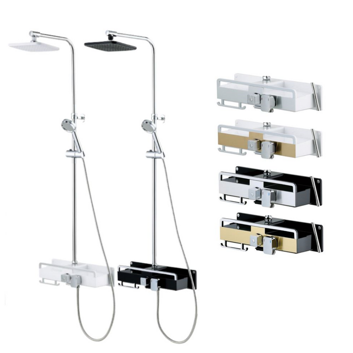 셀프리빙 심플 선반형 해바라기 샤워기 수전 본체 무타공 셀프영상 설치가능,, 화이트, 1개