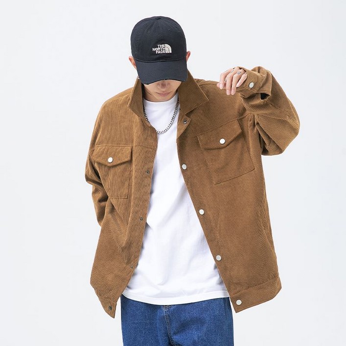 유루 남녀공용 코듀로이 레터링 자수 자켓  J3628