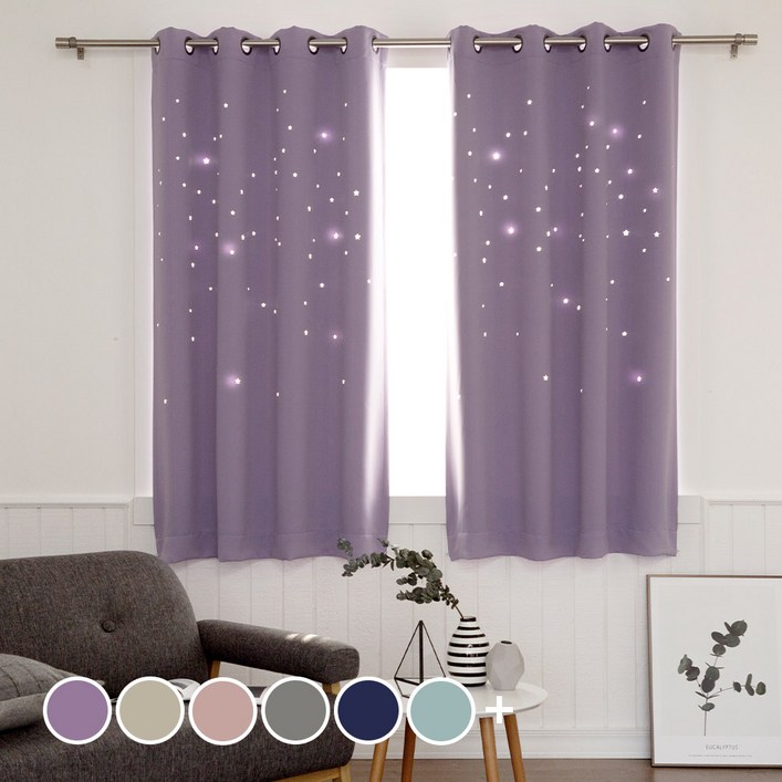 까르데코 디망쉬스타 창문 별 펀칭 암막커튼 1장