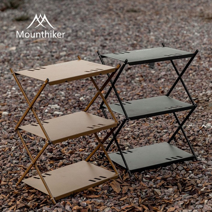 마운틴하이커 감성캠핑 3단 접이식 철제 밀리터리 쉘프 선반 캠핑테이블